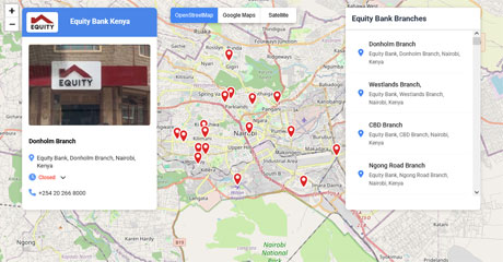 web based maps API - branch locator