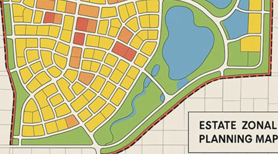 Residential estate zoning and house planning map