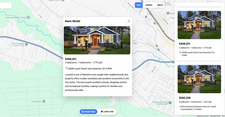 web based maps API - real estate